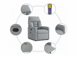 Sillón de relax | Sillón reclinable de masaje de tela claro SHL4300