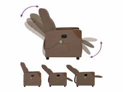 Sillón de relax | Sillón reclinable con masaje de tela marrón SHL6729