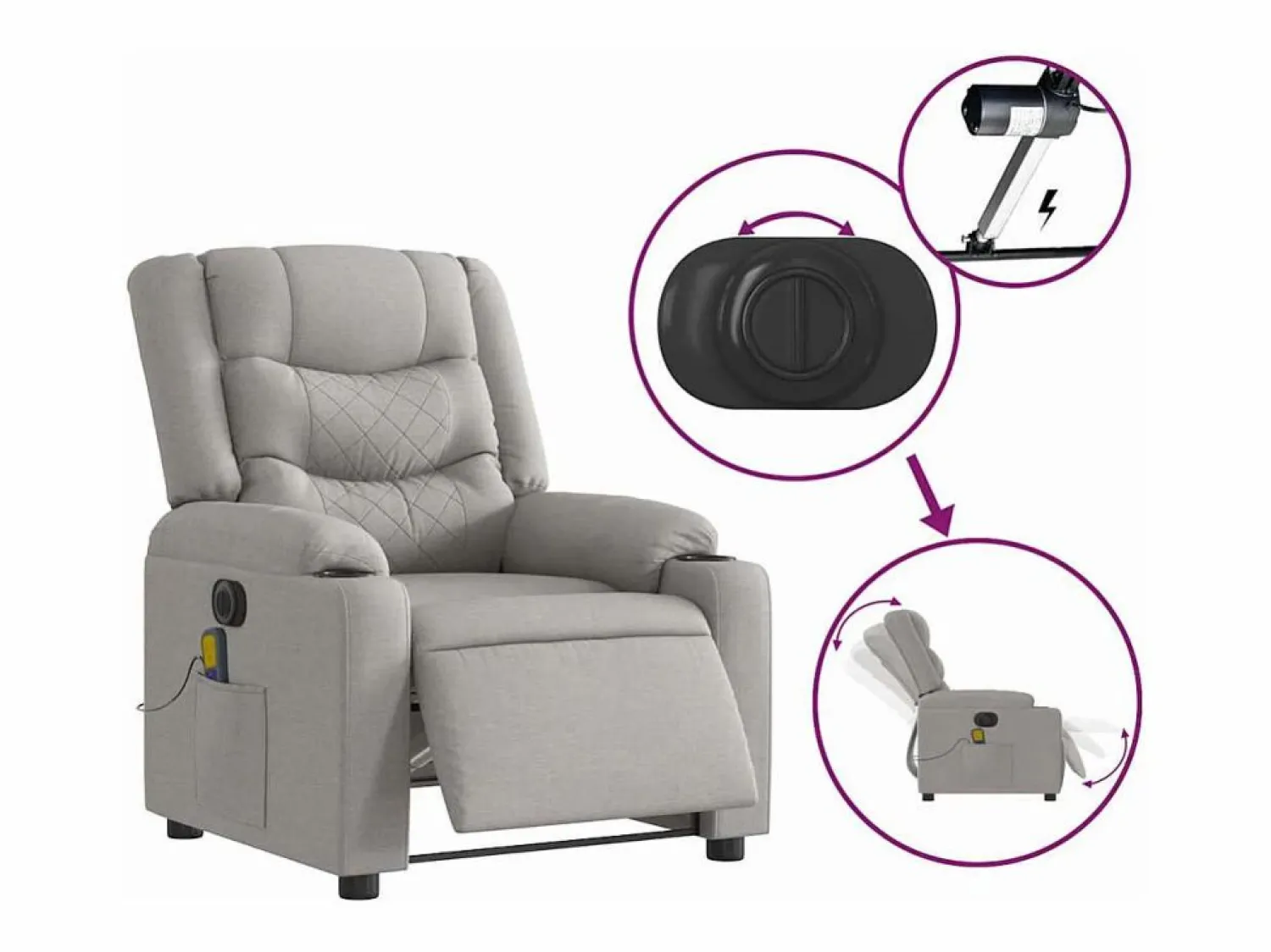 Outlet Sillón de relax | Sillón reclinable de masaje eléctrico tela nube SHL7510 Sillón De Masaje