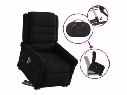 New Sillón de relax | Sillón reclinable de masaje elevable tela SHL7707 Negro