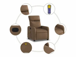 New Sillón de relax | Sillón reclinable con masaje de tela marrón SHL7233 Marru00f3n