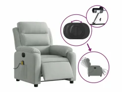 Sillón de relax | Sillón reclinable de masaje eléctrico terciopelo claro SHL5120