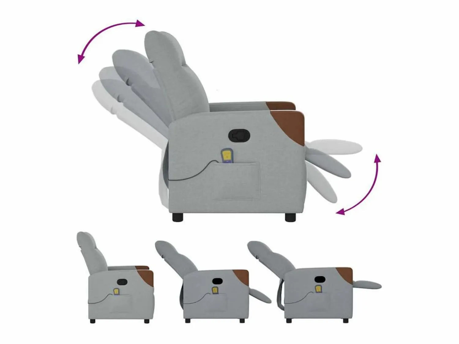 Sale Sillón de relax | Sillón reclinable de masaje de tela claro SHL4744 Gris
