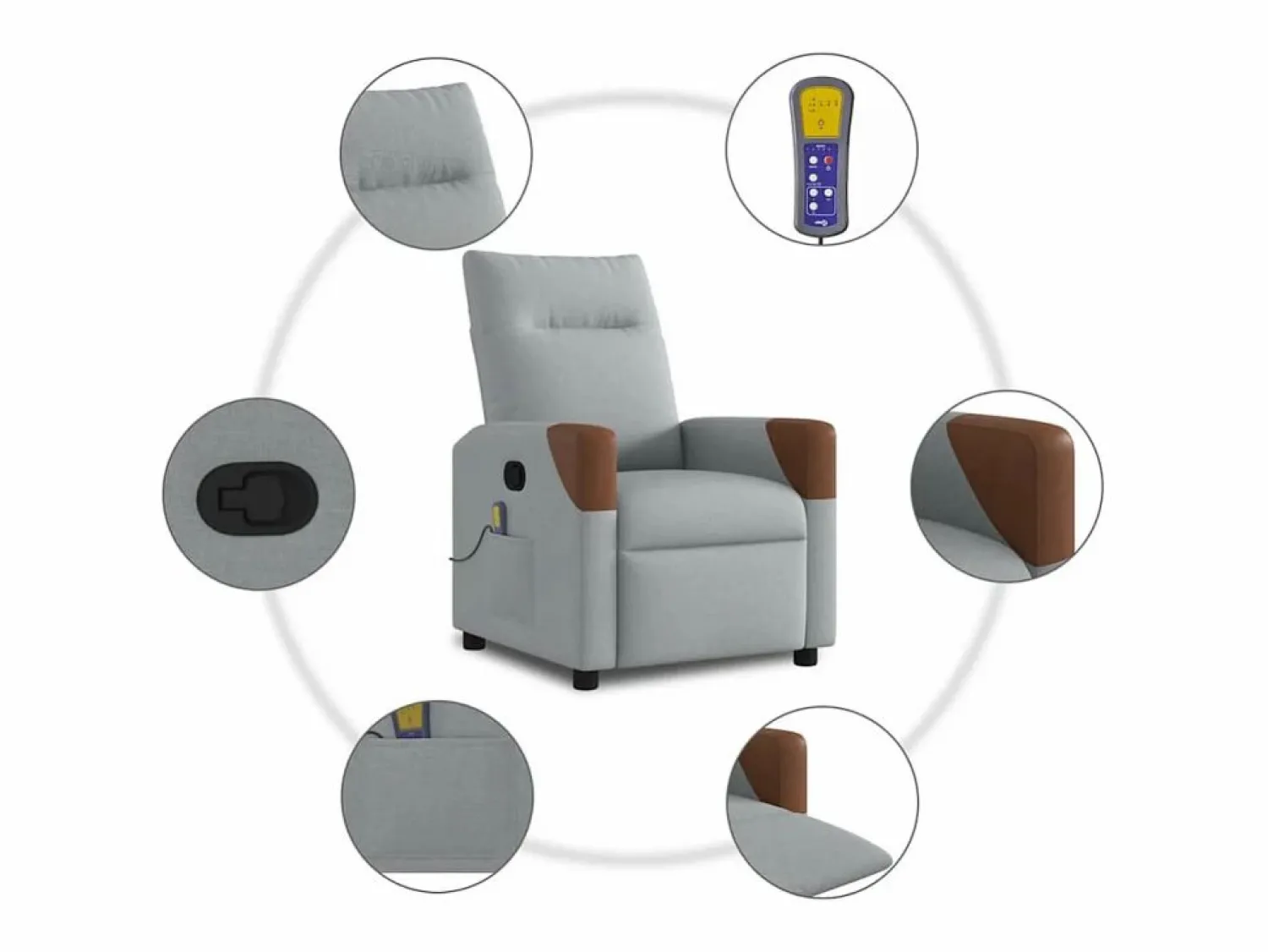 Sale Sillón de relax | Sillón reclinable de masaje de tela claro SHL4744 Gris