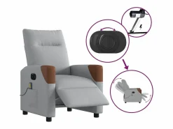 Sillón de relax | Sillón reclinable de masaje eléctrico tela claro SHL8572