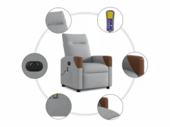 Sillón de relax | Sillón reclinable de masaje eléctrico tela claro SHL8572
