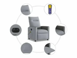 Sillón de relax | Sillón reclinable de masaje eléctrico tela claro SHL3741