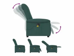 Sillón de relax | Sillón reclinable de masaje eléctrico tela verde oscuro SHL8429