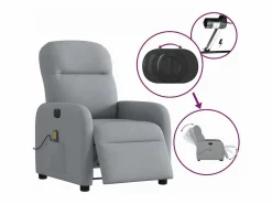 Discount Sillón de relax | Sillón reclinable de masaje eléctrico tela claro SHL3933 Gris