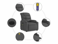 Best Sillón de relax | Sillón reclinable de masaje eléctrico tela gris oscuro SHL5950 Gris antracita
