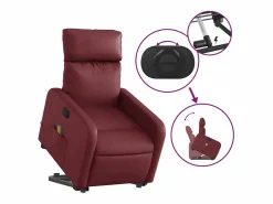 New Sillón de relax | Sillón reclinable de masaje de pie cuero artificial tinto SHL8169 Sillón De Masaje