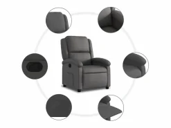 Outlet Sillón de relax | Sillón reclinable de cuero auténtico SHL2592 Gris