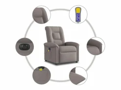 Online Sillón de relax | Sillón reclinable de masaje eléctrico tela gris taupe SHL5811 Topo