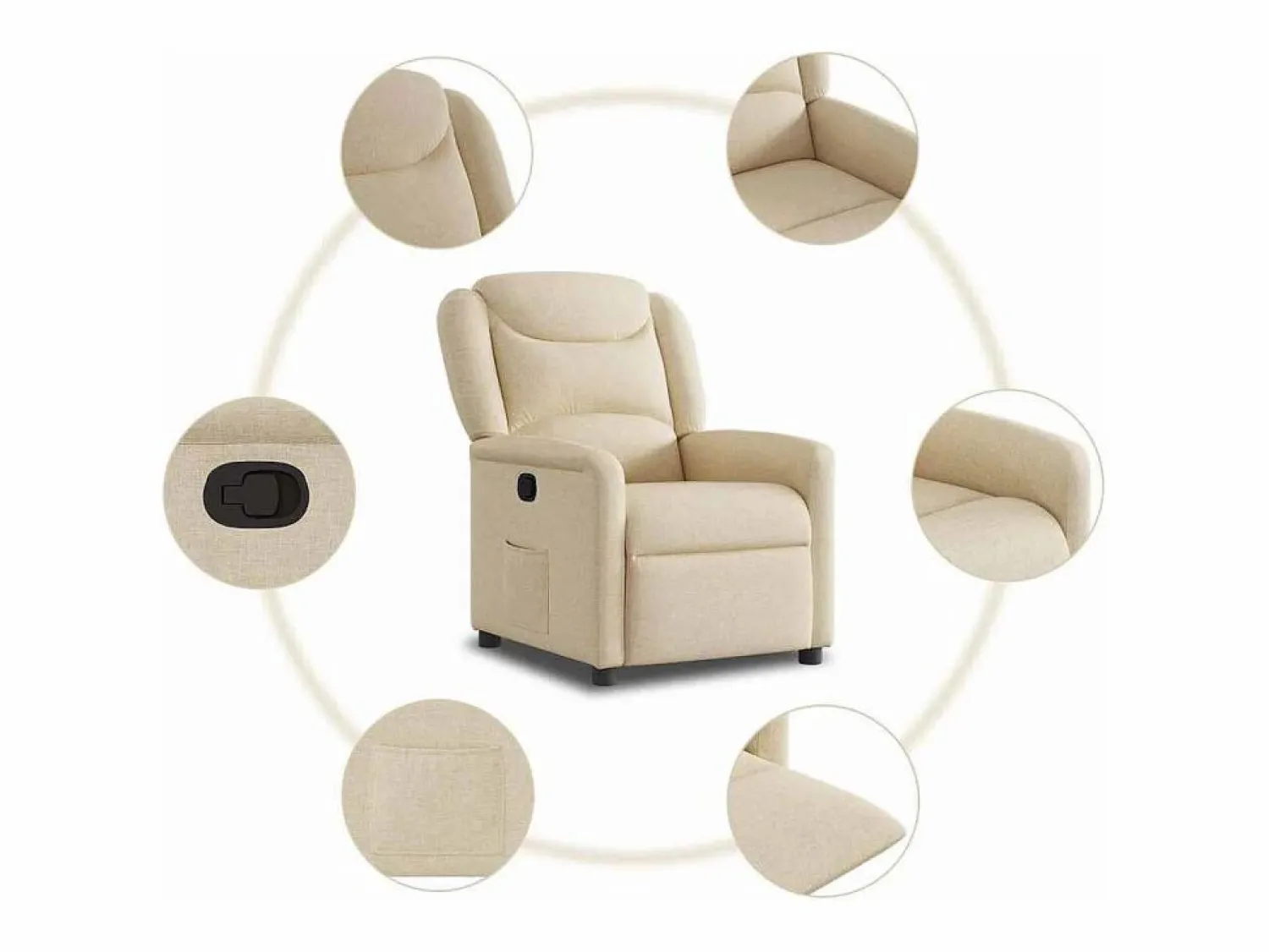 Clearance Sillón de relax | Sillón reclinable de tela SHL4949 Crema