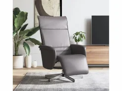 Hot Sillón de relax | Sillón reclinable con reposapiés cuero sintético SHL5321 Gris