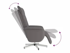 Hot Sillón de relax | Sillón reclinable con reposapiés cuero sintético SHL5321 Gris