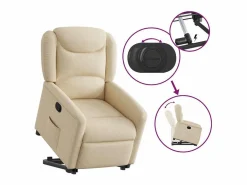 Sale Sillón de relax | Sillón reclinable elevable de tela color SHL8520 Crema