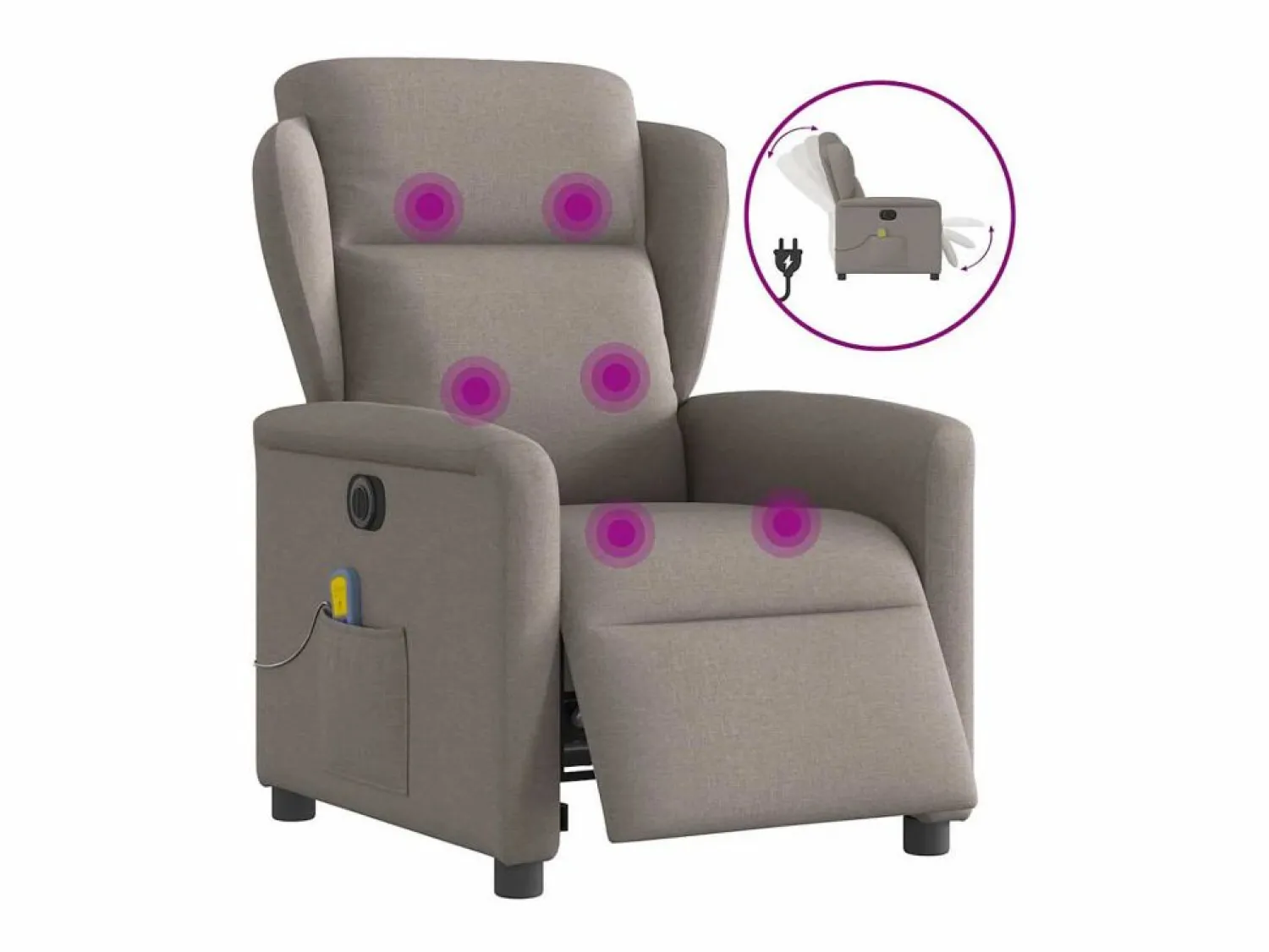 Best Sillón de relax | Sillón reclinable de masaje eléctrico tela gris taupe SHL3535 Topo