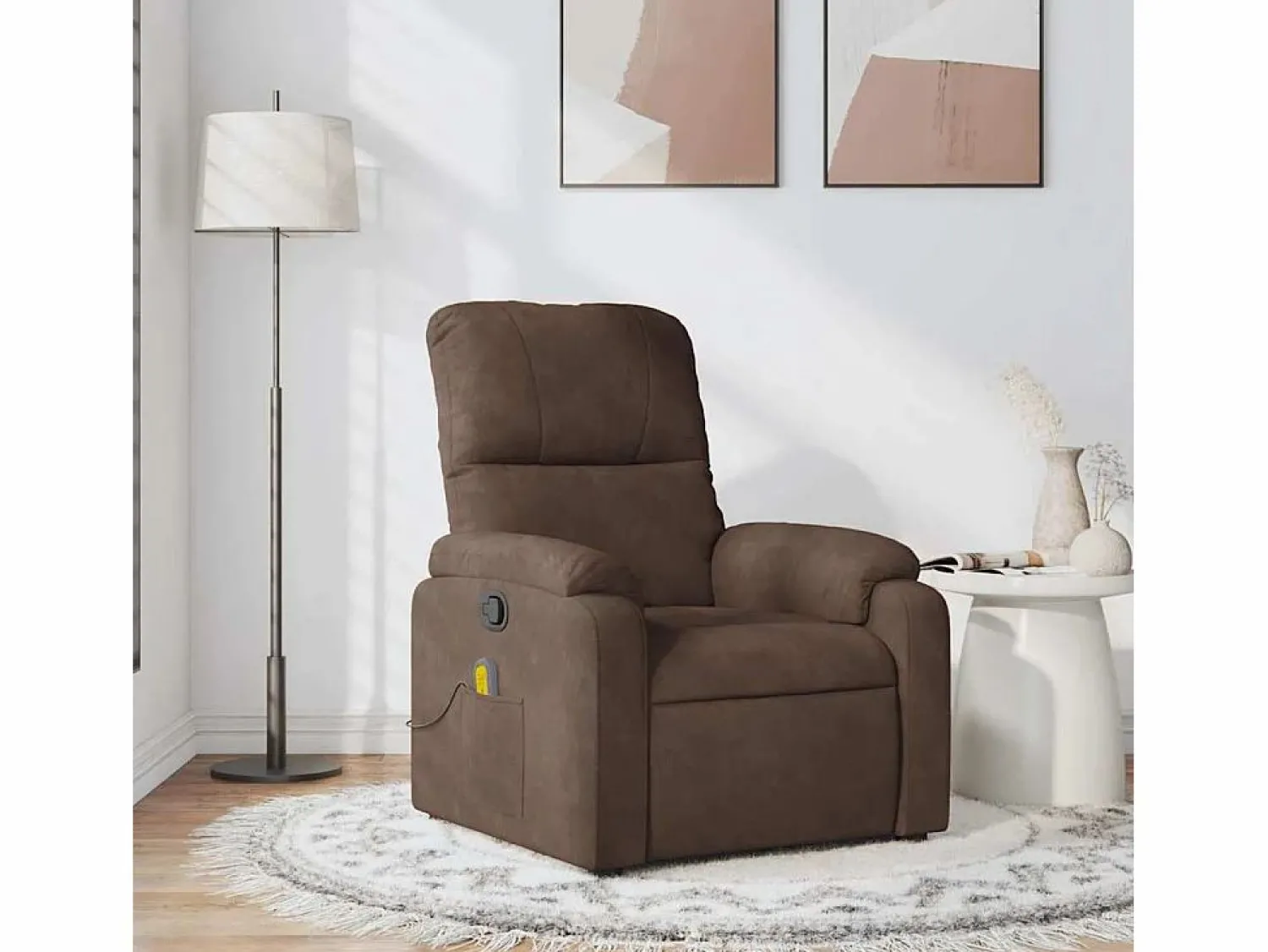 Discount Sillón de relax | Sillón reclinable de masaje tela de microfibra marrón SHL6901 Marru00f3n