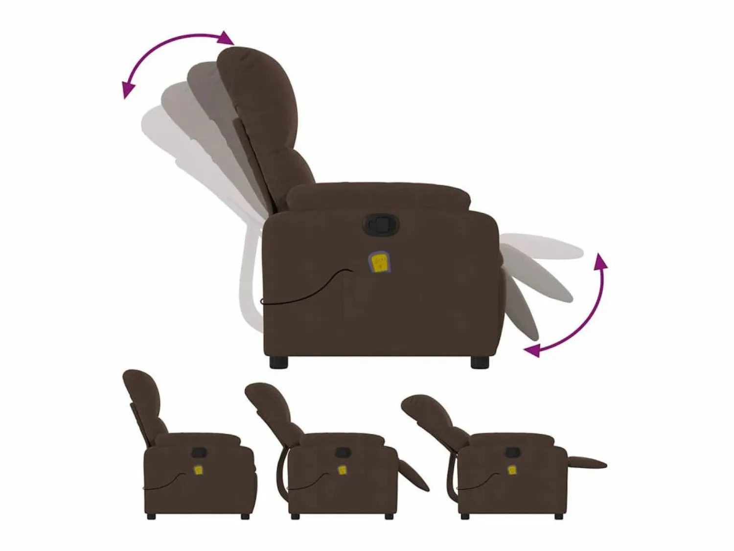 Discount Sillón de relax | Sillón reclinable de masaje tela de microfibra marrón SHL6901 Marru00f3n