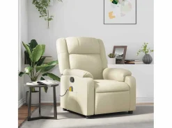 Discount Sillón de relax | Sillón reclinable de masaje cuero sintético SHL3380 Crema