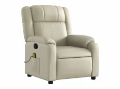 Discount Sillón de relax | Sillón reclinable de masaje cuero sintético SHL3380 Crema