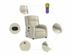 Discount Sillón de relax | Sillón reclinable de masaje cuero sintético SHL3380 Crema
