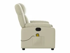Discount Sillón de relax | Sillón reclinable de masaje cuero sintético SHL3380 Crema