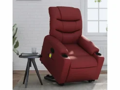 Clearance Sillón de relax | Sillón reclinable de masaje de pie cuero artificial tinto SHL4155 Rojo