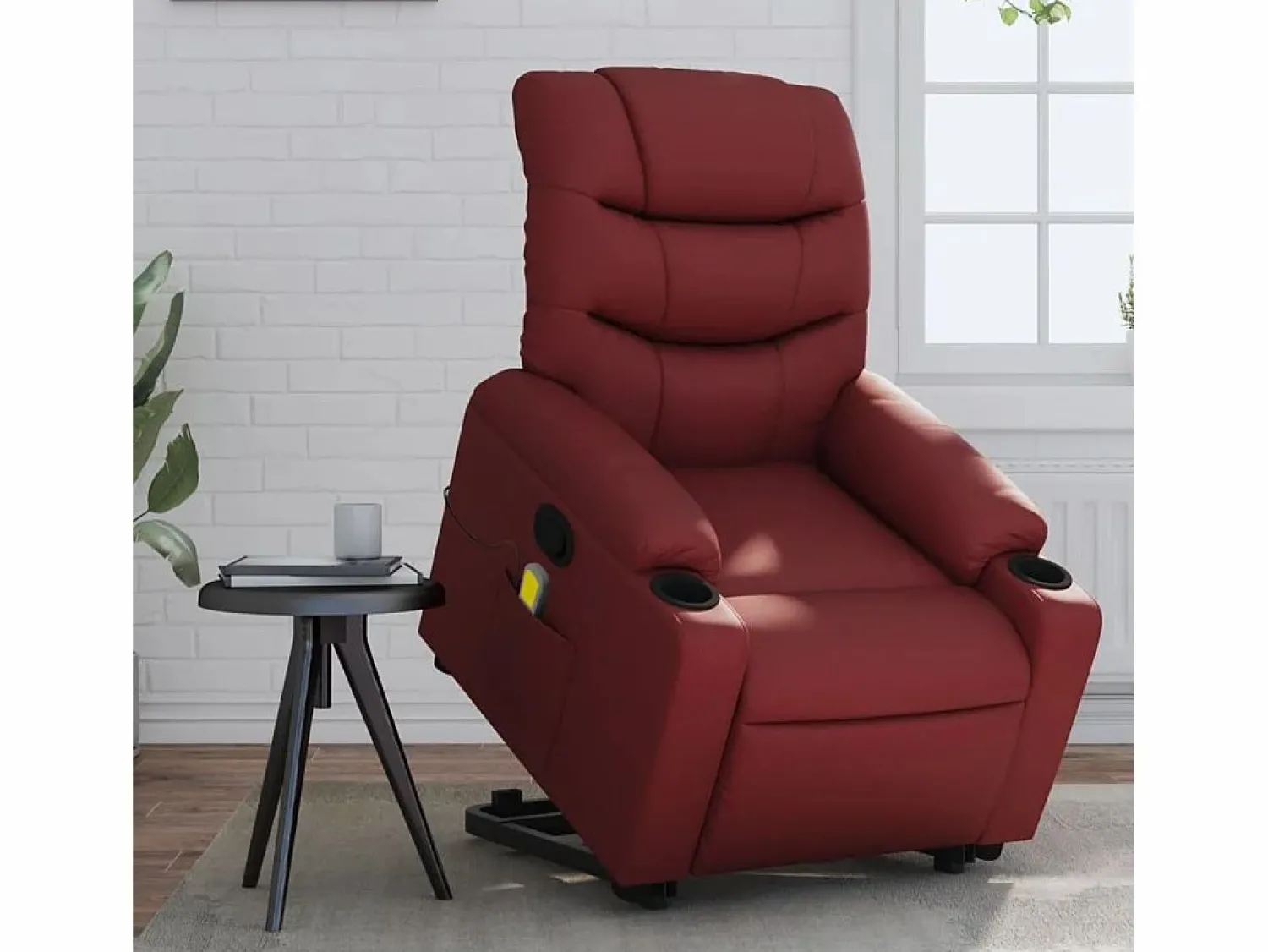 Clearance Sillón de relax | Sillón reclinable de masaje de pie cuero artificial tinto SHL4155 Rojo