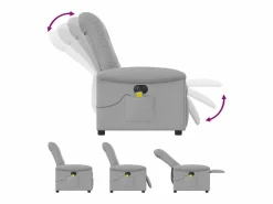 Best Sillón de relax | Sillón reclinable de masaje eléctrico tela nube SHL5607 Gris