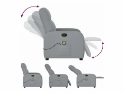 New Sillón de relax | Sillón reclinable de masaje de tela claro SHL2629 Gris