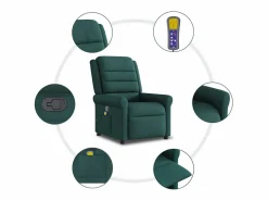Sillón de salón | Silla | Sillón de masaje reclinable de tela verde oscuro SHL5405
