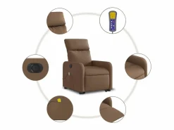 Sillón de salón | Silla | Sillón de masaje eléctrico reclinable elevable tela marrón SHL7849