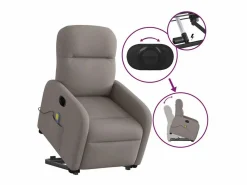 Outlet Sillón de salón | Silla | Sillón de masaje eléctrico reclinable elevable tela taupé SHL7158 Sillón De Masaje
