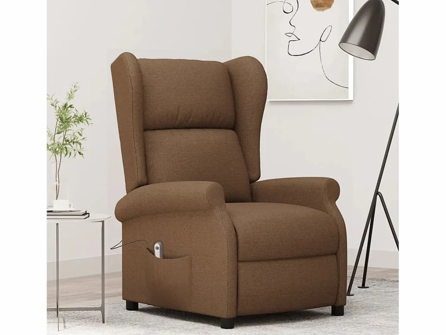 Online Sillón de salón | Silla | Sillón orejero reclinable eléctrico tela marrón SHL5999 Marru00f3n