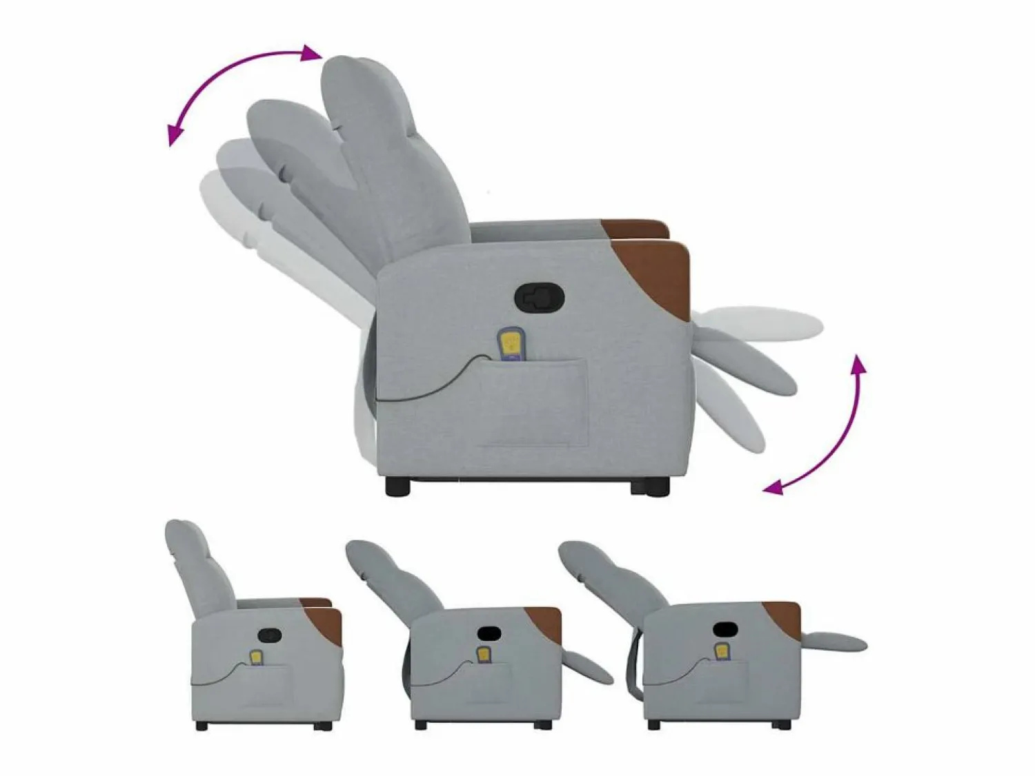 Clearance Sillón de salón | Silla | Sillón de masaje reclinable de pie de tela claro SHL7393 Gris