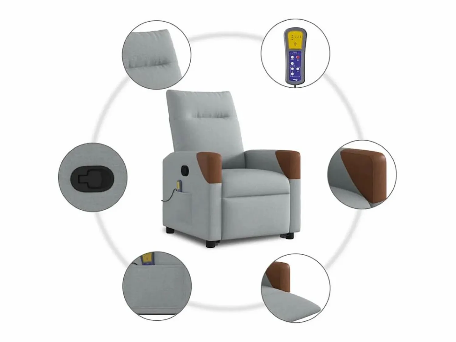 Clearance Sillón de salón | Silla | Sillón de masaje reclinable de pie de tela claro SHL7393 Gris