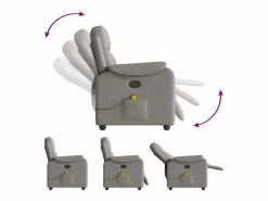Sillón de salón | Silla | Sillón de masaje reclinable de tela gris taupé SHL3515 Topo