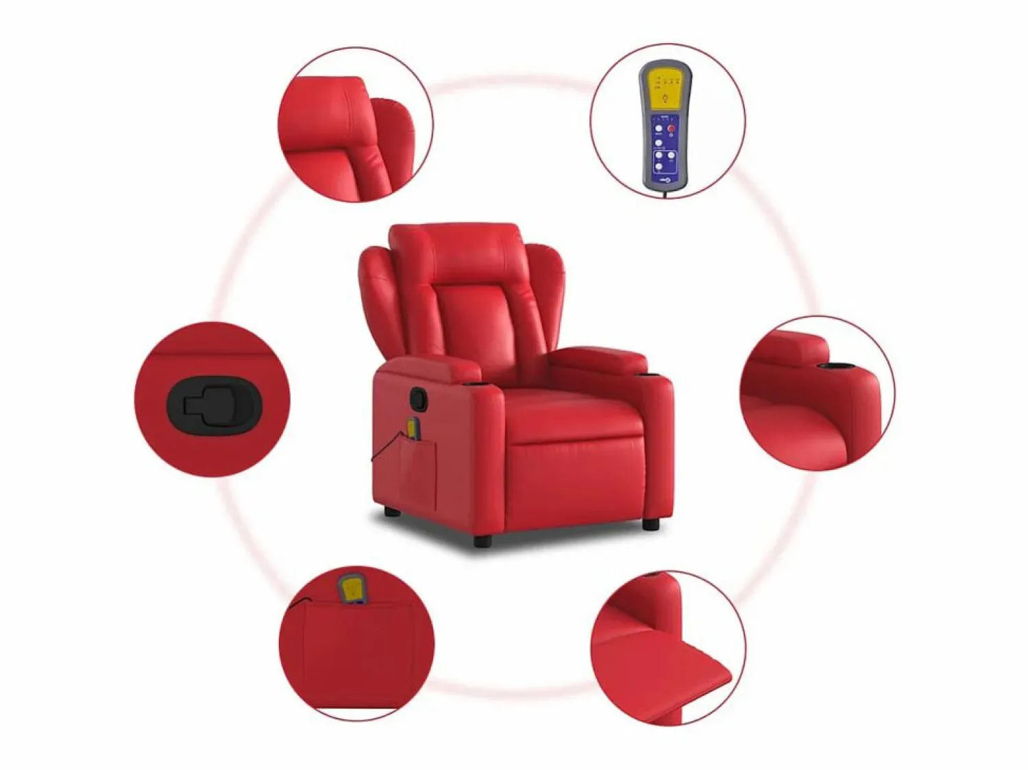 Sillón de salón | Silla | Sillón de masaje reclinable cuero sintético SHL5160 Rojo