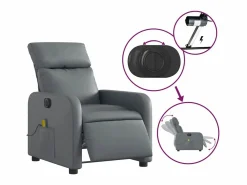 New Sillón de salón | Silla | Sillón de masaje reclinable eléctrico cuero sintético SHL6325 Gris