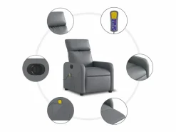 New Sillón de salón | Silla | Sillón de masaje reclinable eléctrico cuero sintético SHL6325 Gris