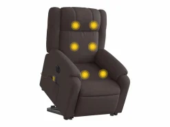 Sillón de salón | Silla | Sillón masaje eléctrico reclinable elevable tela marrón oscuro SHL5431