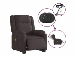 Sillón de salón | Silla | Sillón masaje eléctrico reclinable elevable tela marrón oscuro SHL5431