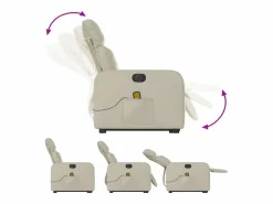 Outlet Sillón de salón | Silla | Sillón de masaje elevable eléctrico cuero sintético SHL7771 Crema