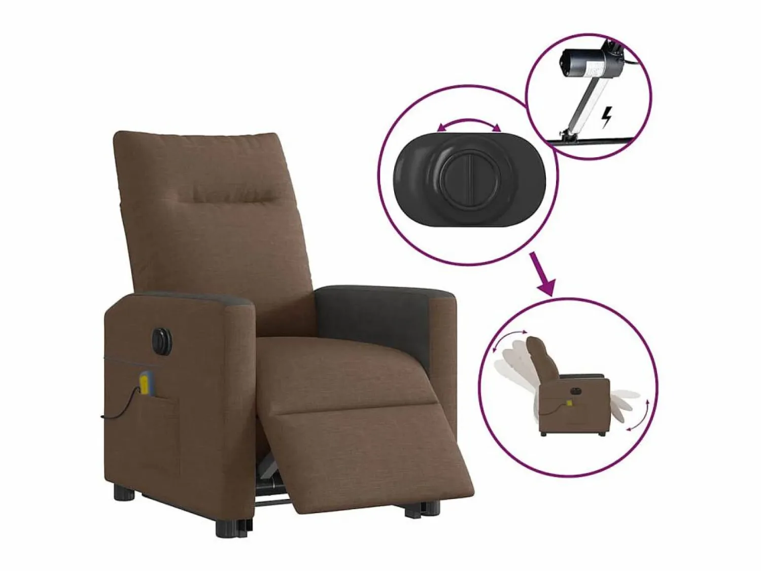 Sale Sillón de salón | Silla | Sillón de masaje eléctrico reclinable elevable tela marrón SHL4706 Sillón De Masaje