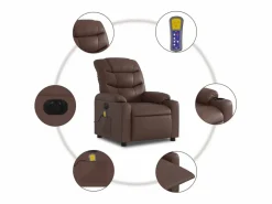 Best Sillón de salón | Silla | Sillón de masaje reclinable eléctrico cuero sintético marrón SHL5281 Sillón De Masaje