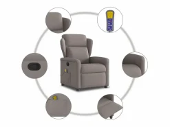 New Sillón de salón | Silla | Sillón de masaje reclinable de tela gris taupé SHL8400 Sillón De Masaje