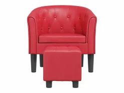 Sale Sillón de salón | Silla de relax con taburete cuero sintético SHL4449 Sillón Estilo Cabriolet