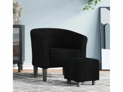 Hot Sillón de salón | Silla de relax con taburete tela negra SHL6234 Negro
